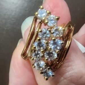 NWT CZ Waterfall Ring Size CA Gold Plated